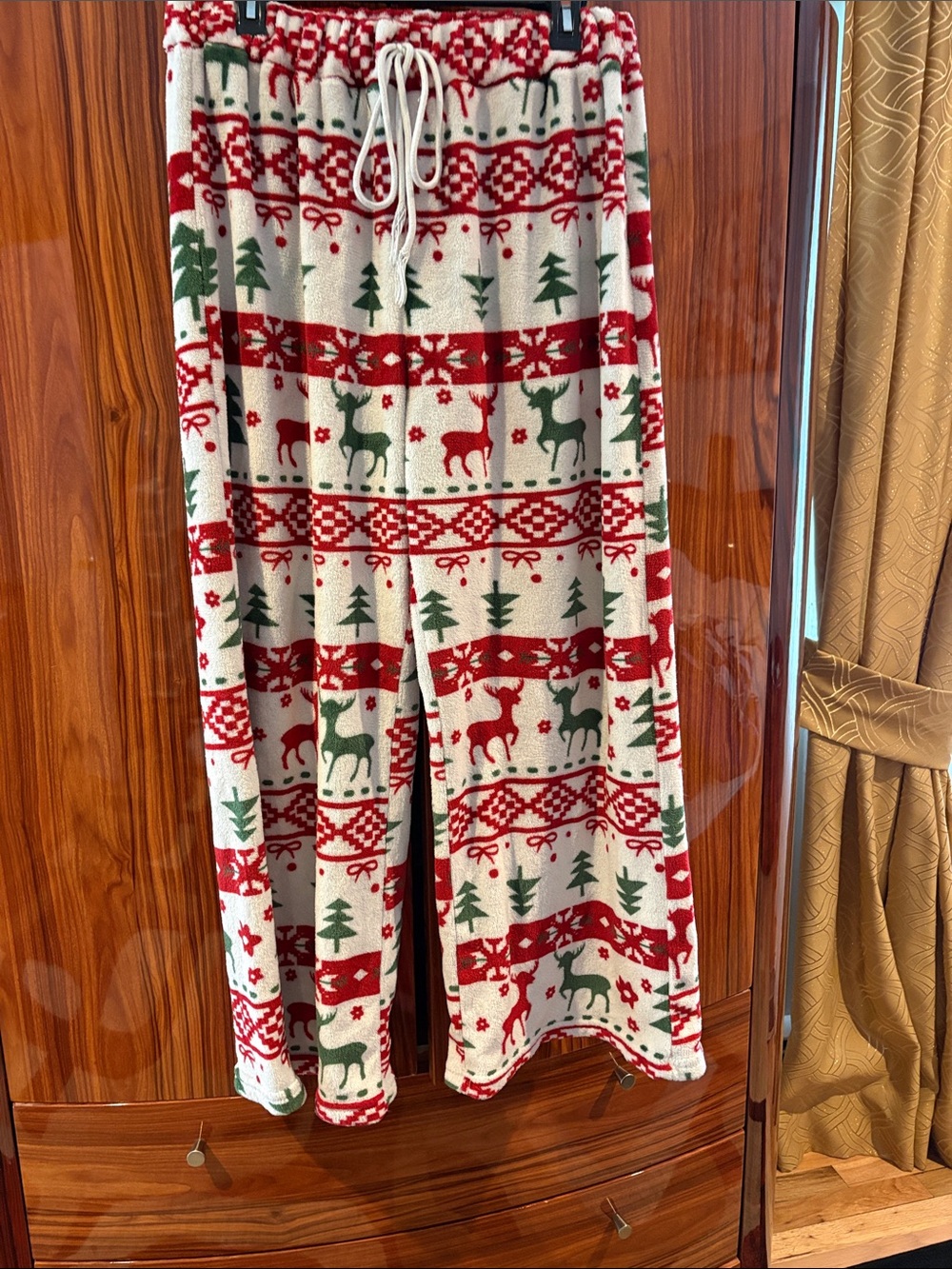 Cozy Kids Red & Green Holiday Reindeer Pajama Pants